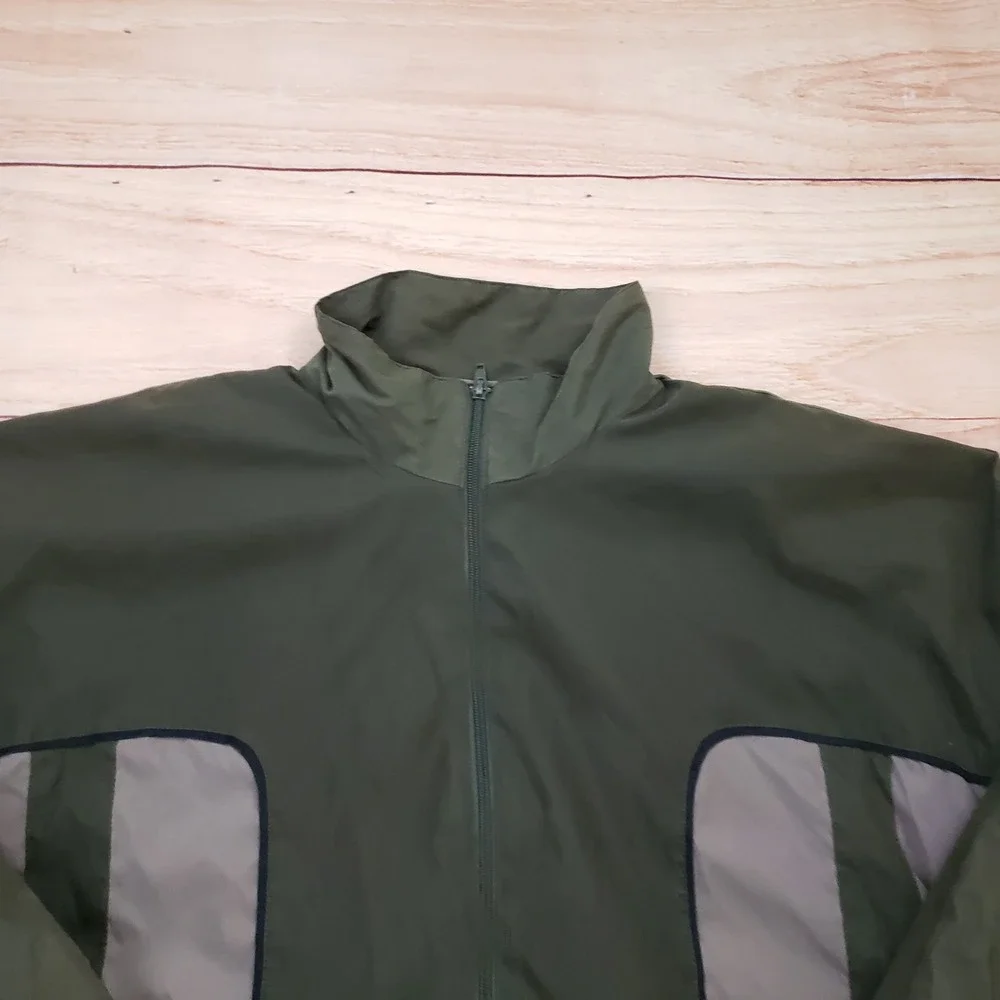 Vintage Penguin Sport Track Jacket Mens Large Olive Green Grey Colorblock Zip Up